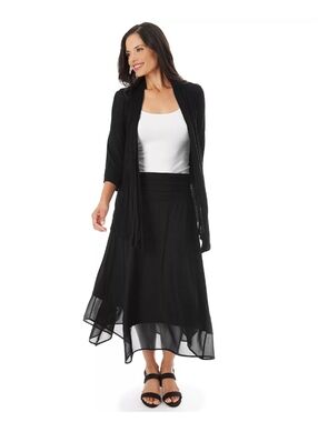Apt. 9 Black High-Low Skirt Handkerchief Hem Midi Medium